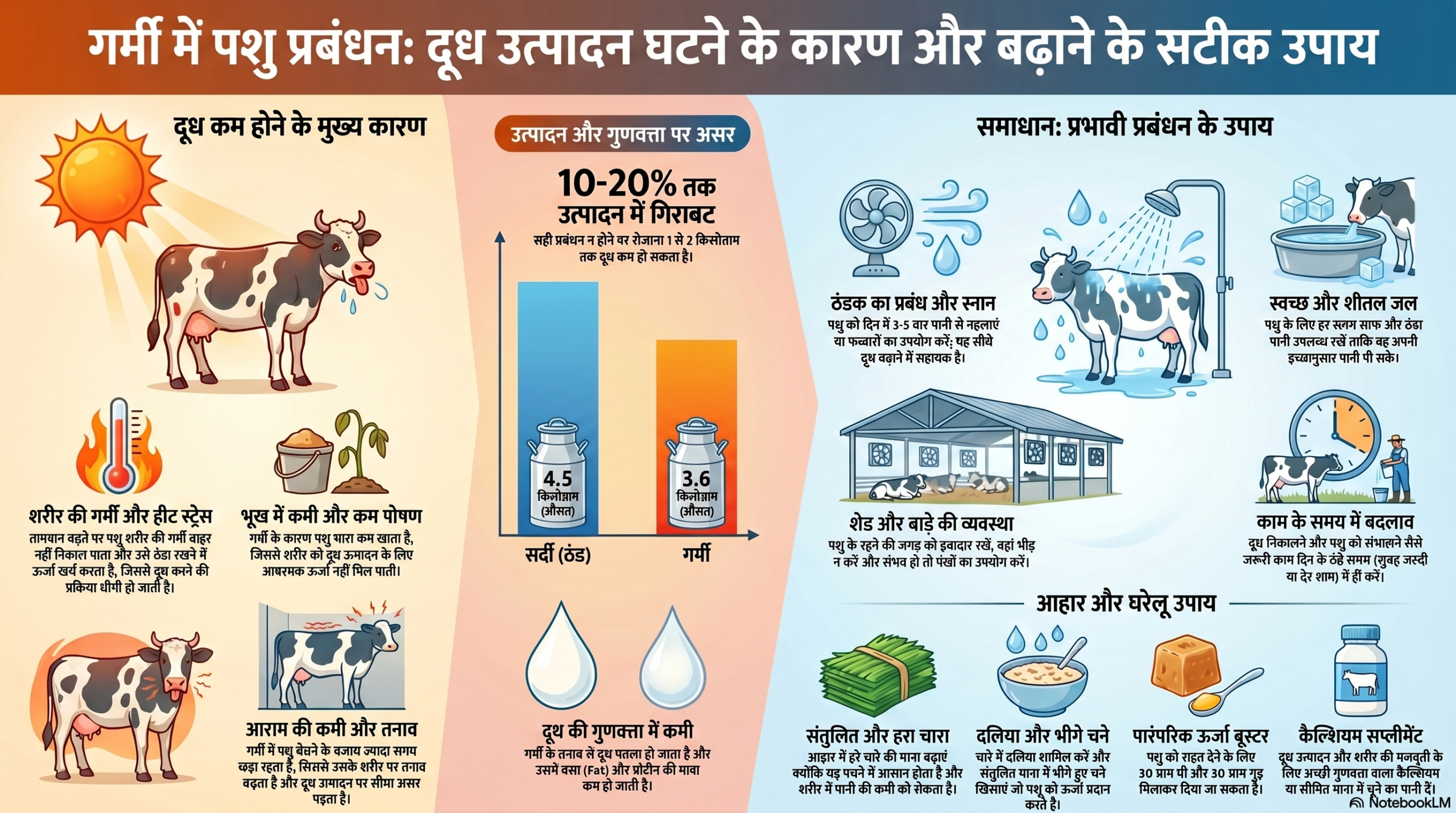 गर्मी में गाय भैंस का दूध कम क्यों होता है