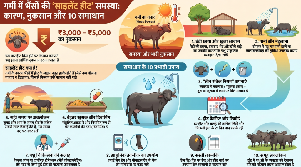 भैंस साइलेंट हीट (कम बोलना, तार न दिखाना) गर्मी में