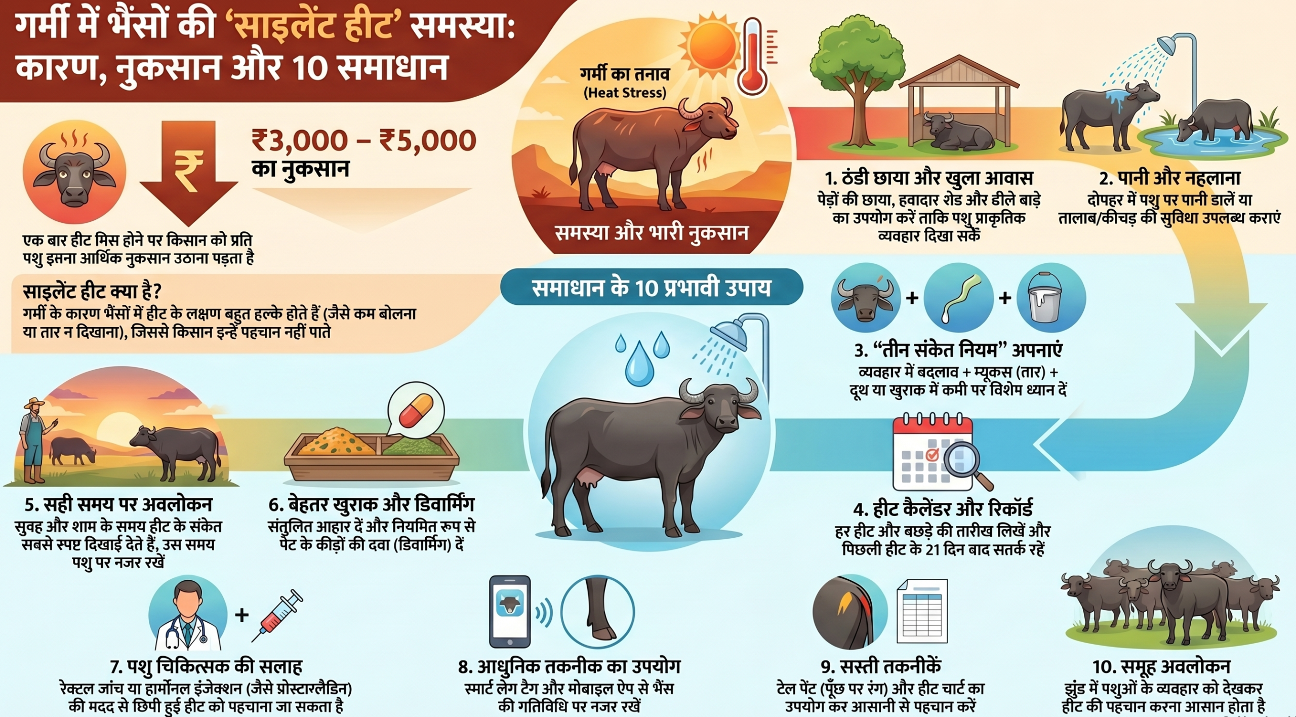 भैंस साइलेंट हीट (कम बोलना, तार न दिखाना) गर्मी में