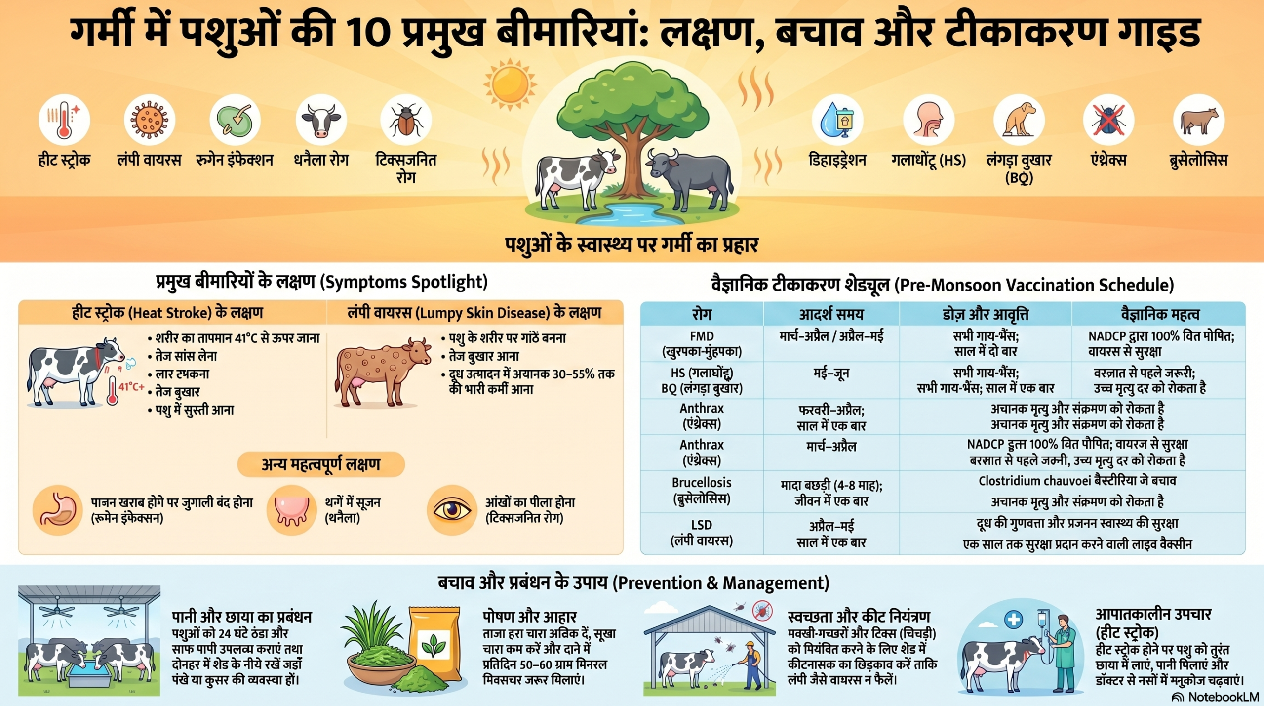गर्मी में पशुओं की 10 प्रमुख बीमारियां