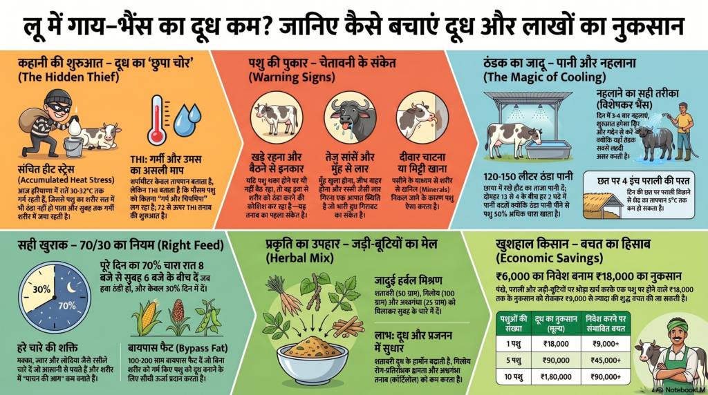 लू में गाय-भैंस का दूध कम